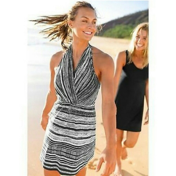 Athleta Dresses & Skirts - ATHLETA Stripe Print GO ANYWHERE HALTER DRESS Sz 2